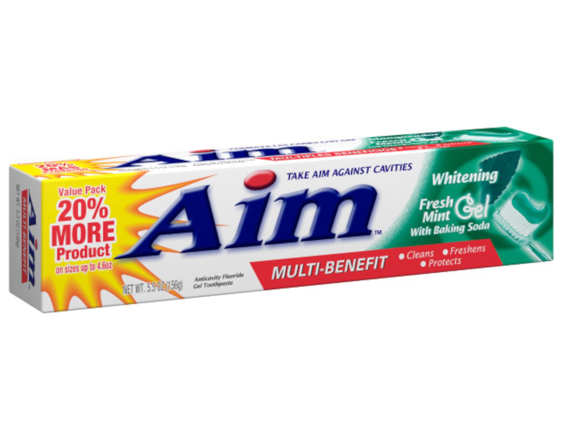 Aim dentifrice gel menthe fraîche, texture gel douce et plaisir de brossage.