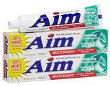Dentifrice AIM gel menthe pack3, fraîcheur durable et protection des dents