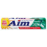 Dentifrice AIM menthe éclaircissant, lot de 24: haleine fraîche et taches réduites.