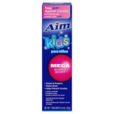 Dentifrice gel AIM pour enfants au goût Mega Bubble Berry, adapté pour un brossage quotidien