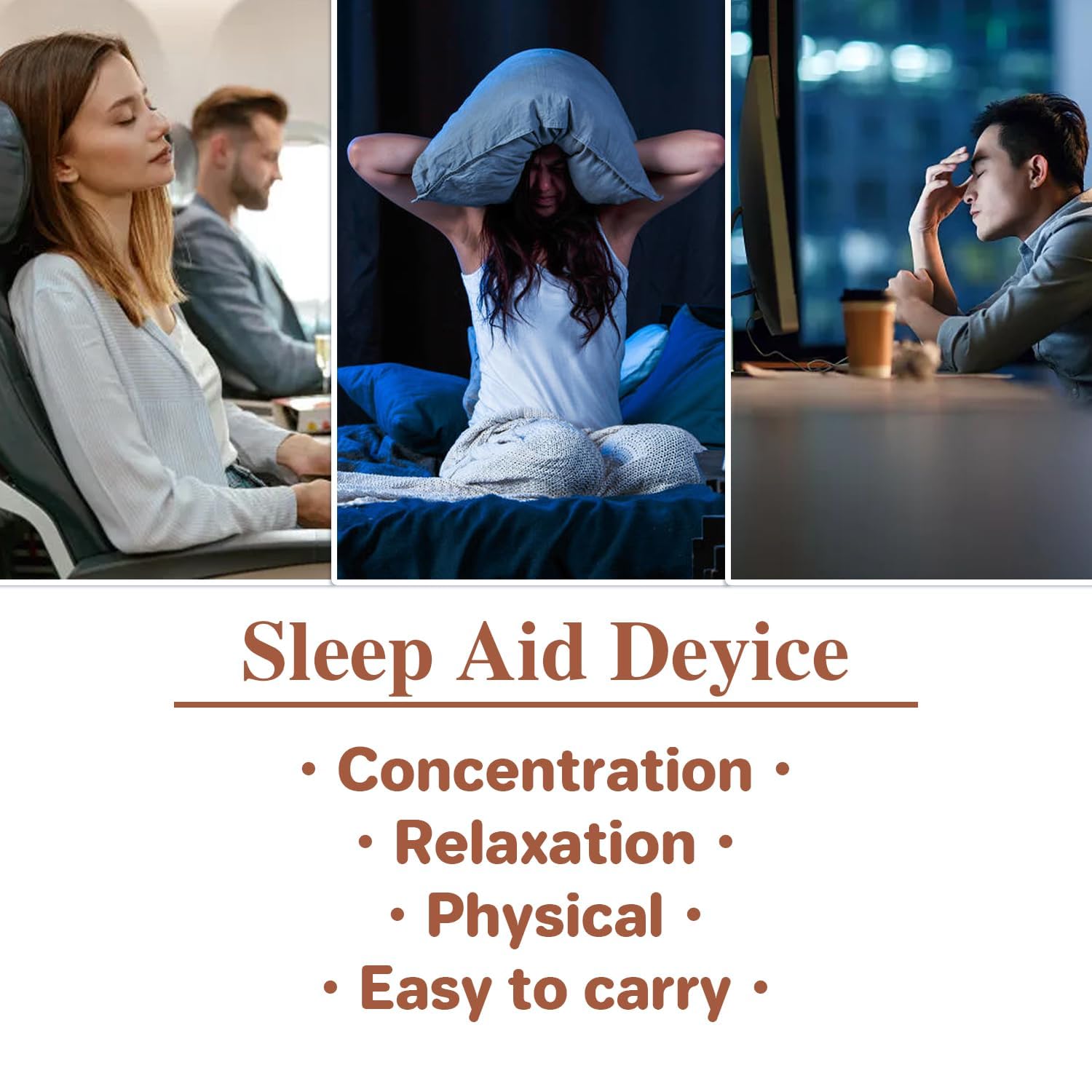 Aimery Dispositif anxiété, rechargeable via USB, pratique pour voyages et bureau.