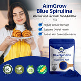 Aimgrow spiruline bleue en bouteille, facile à ajouter en recettes.