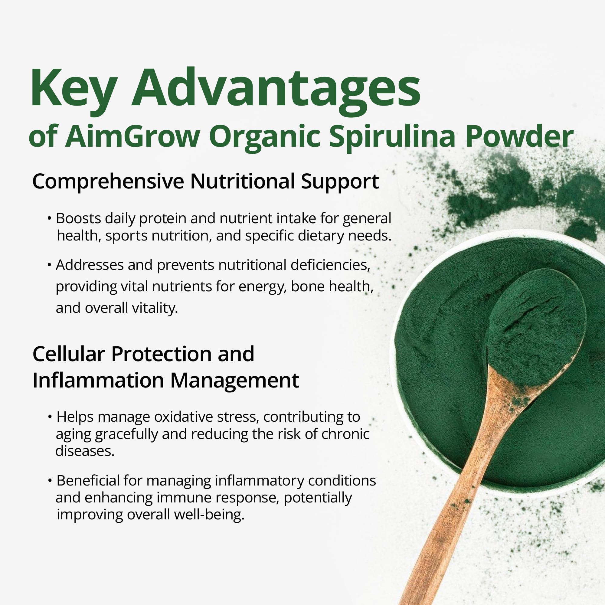 Aimgrow spiruline dose — enrichit vos boissons en protéines végétales.