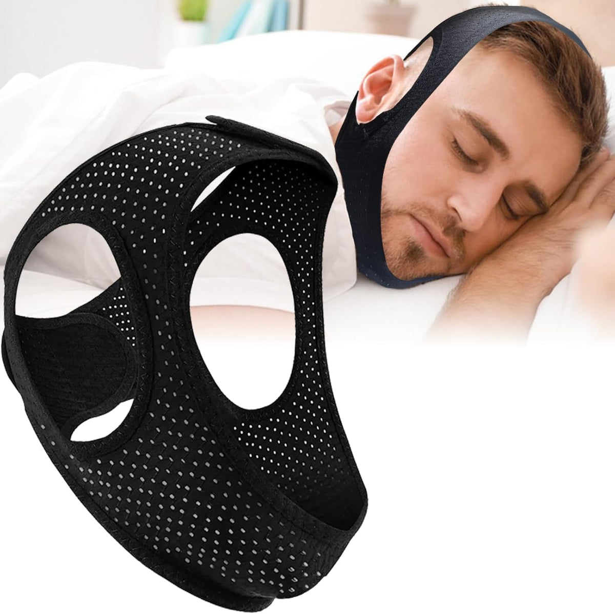 Air Blow bandeau menton anti ronflement, favorise une respiration plus fluide pendant le sommeil.