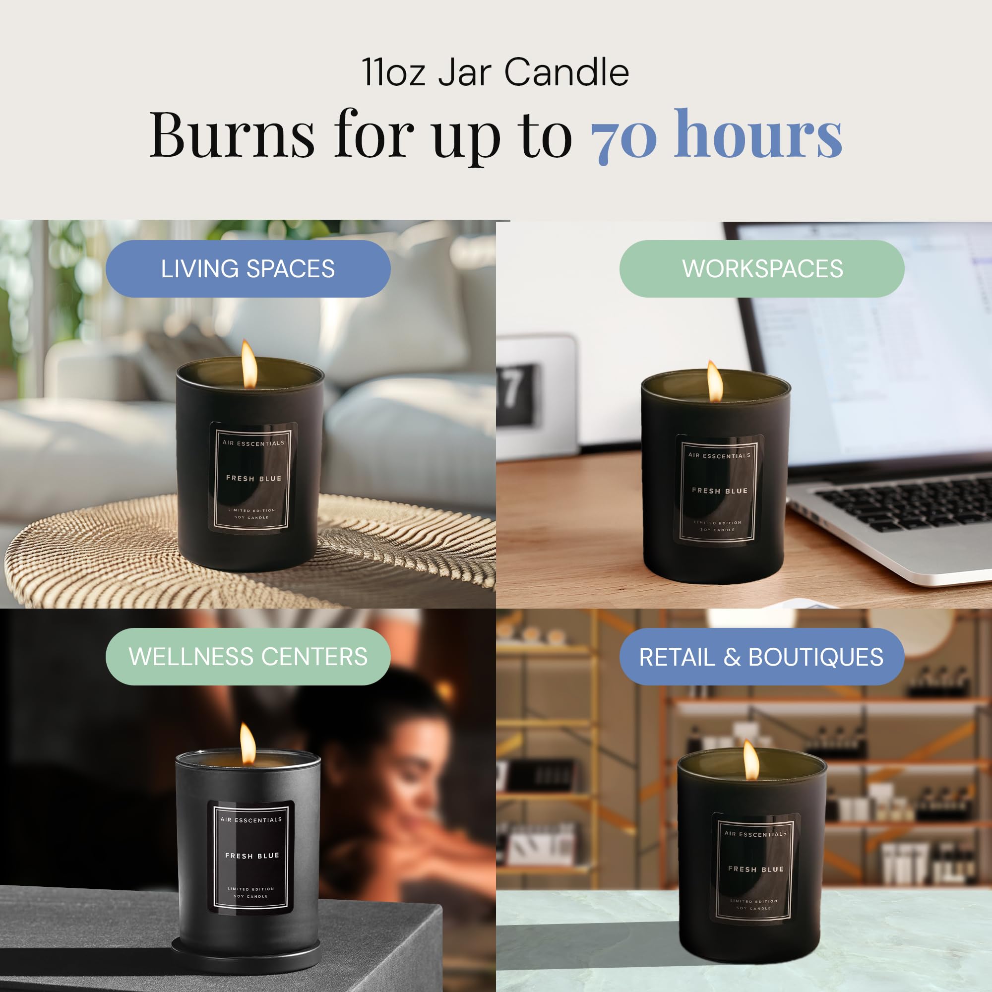 Air Esscentials Bougie en Soja Santal, ambiance chaleureuse.