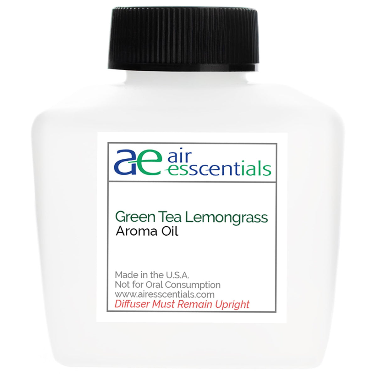 Air Esscentials huile aromatique thé vert et citronnelle, bouteille élégante pour diffusion durable.