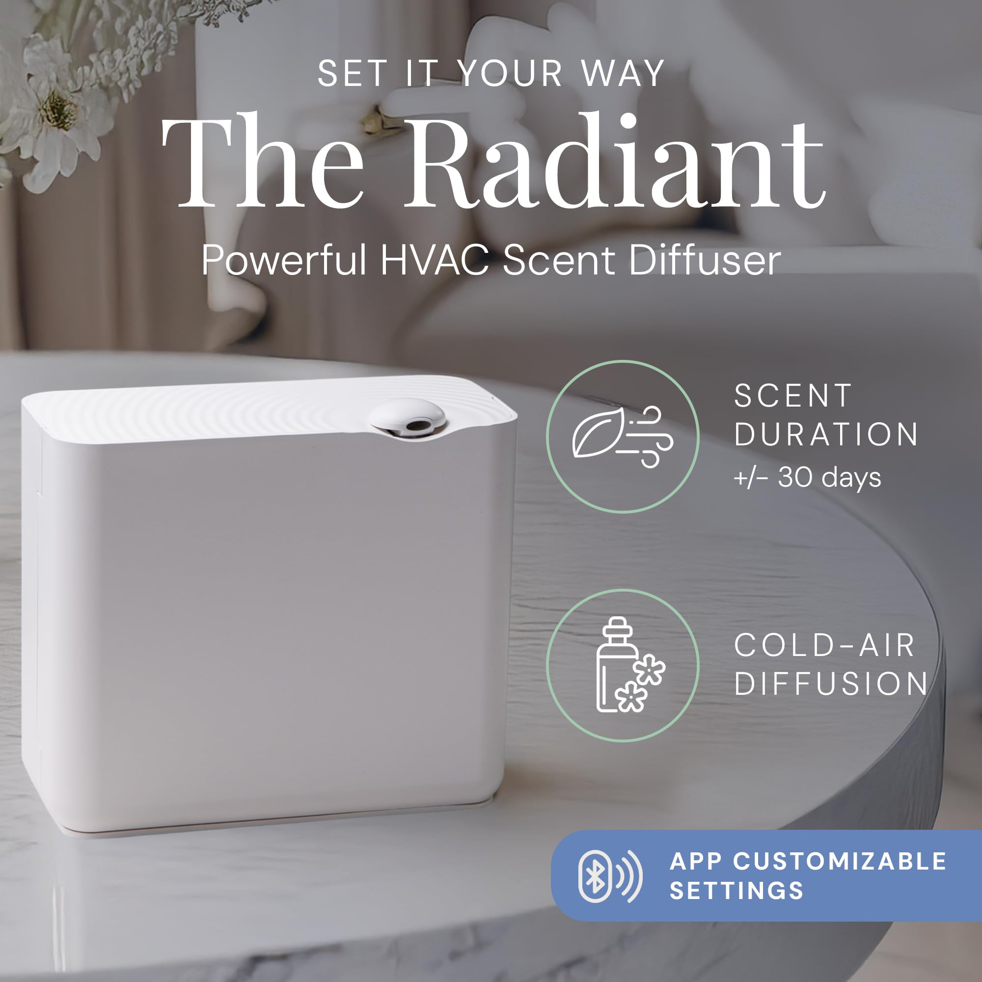 Air Esscentials Radiant montre l’écran tactile pour régler l’intensité facilement.