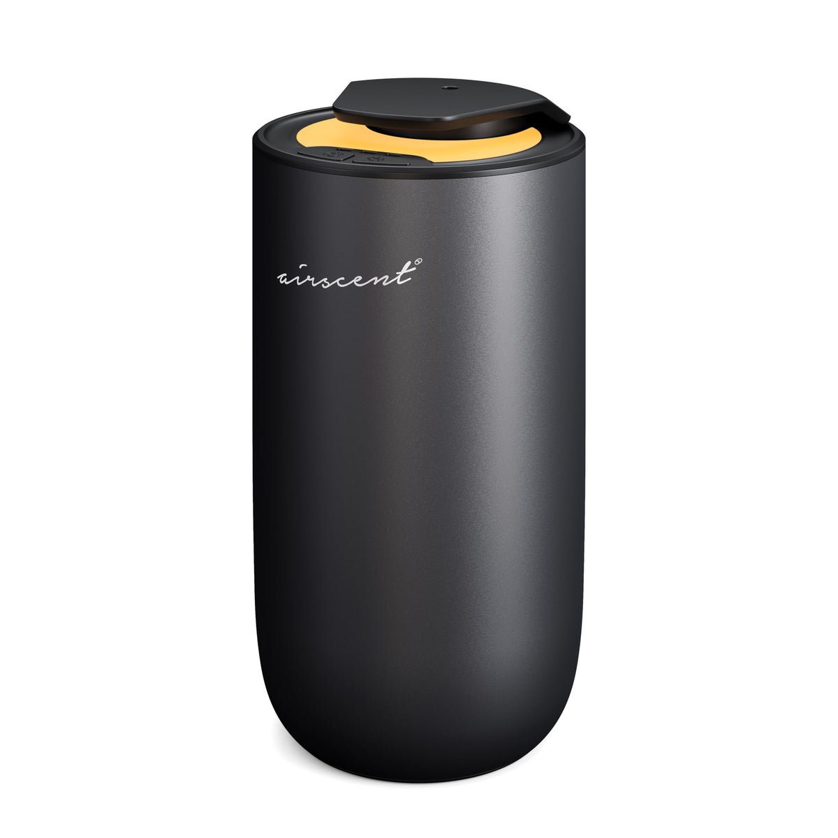 Air-Scent Mini diffuseur sans eau, finition noir titane, ambiance lumineuse modulable.