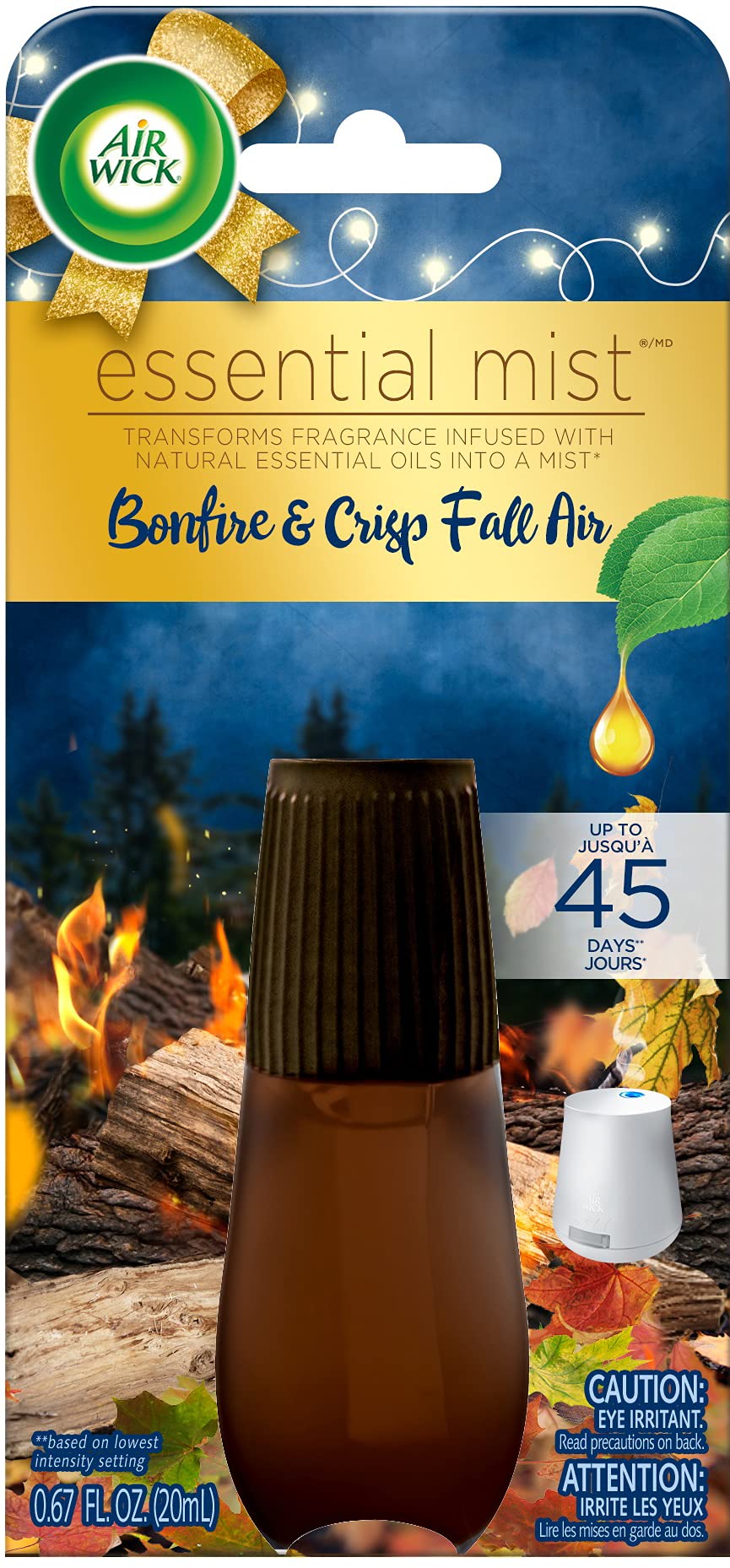 Air Wick Essential Mist recharge Bonfire & Crisp Fall, bouteille parfumée pour salon