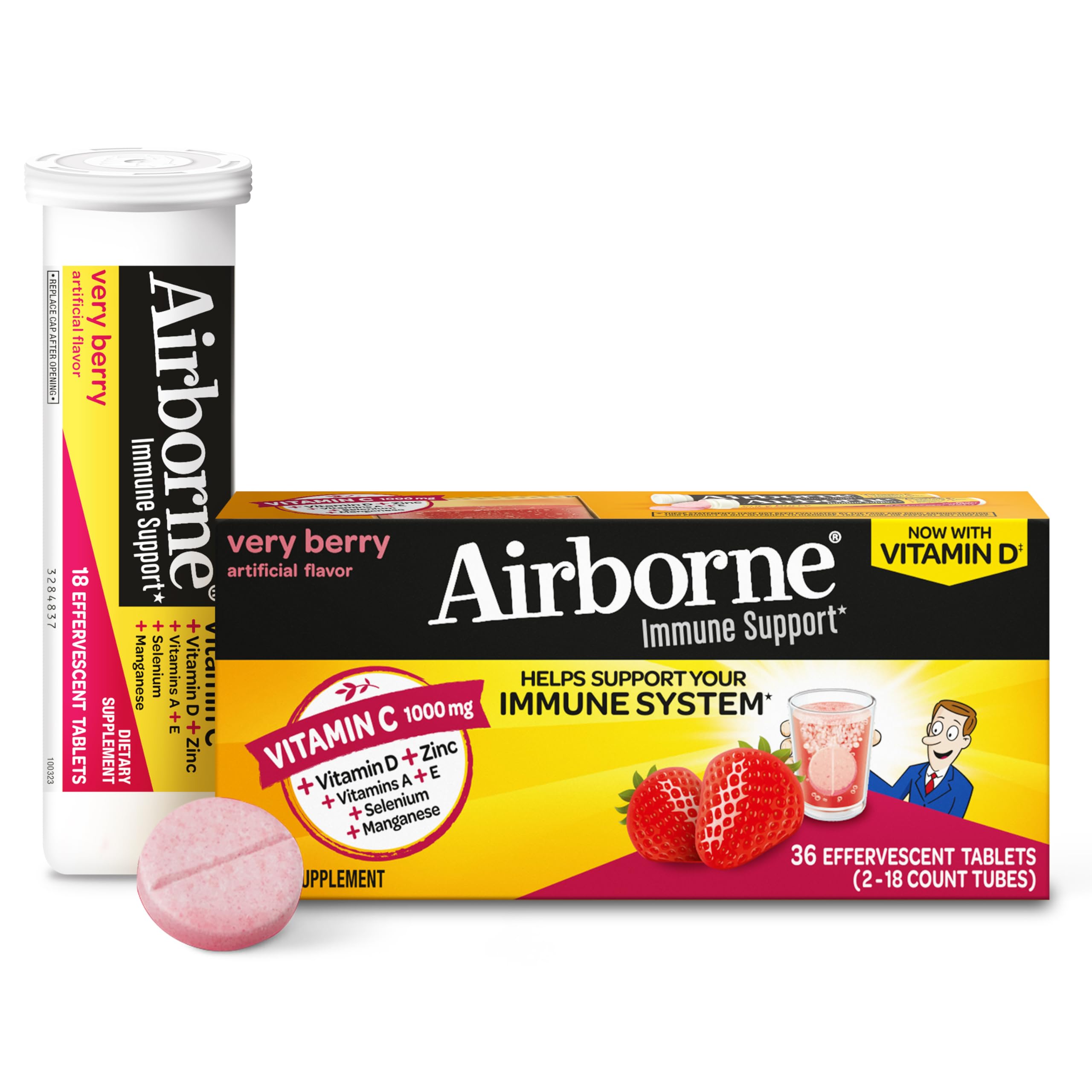 Airborne tablettes effervescentes Very Berry se dissolvent rapidement dans l’eau.