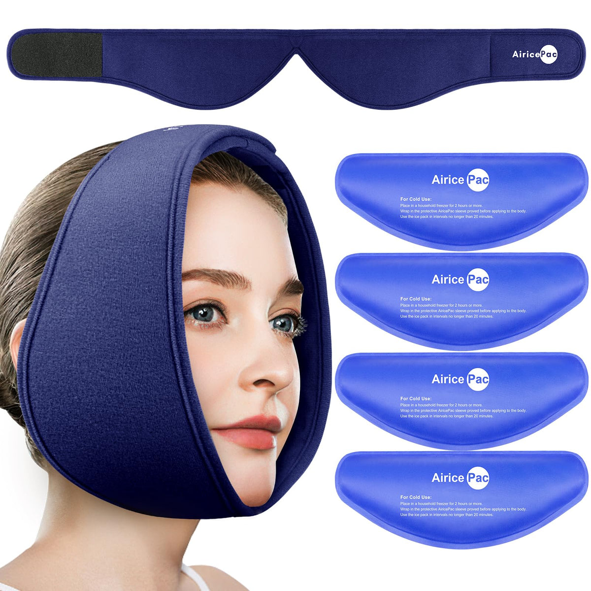 AiricePac bandeau glace visage ajuste confortablement pour detendre les muscles faciaux