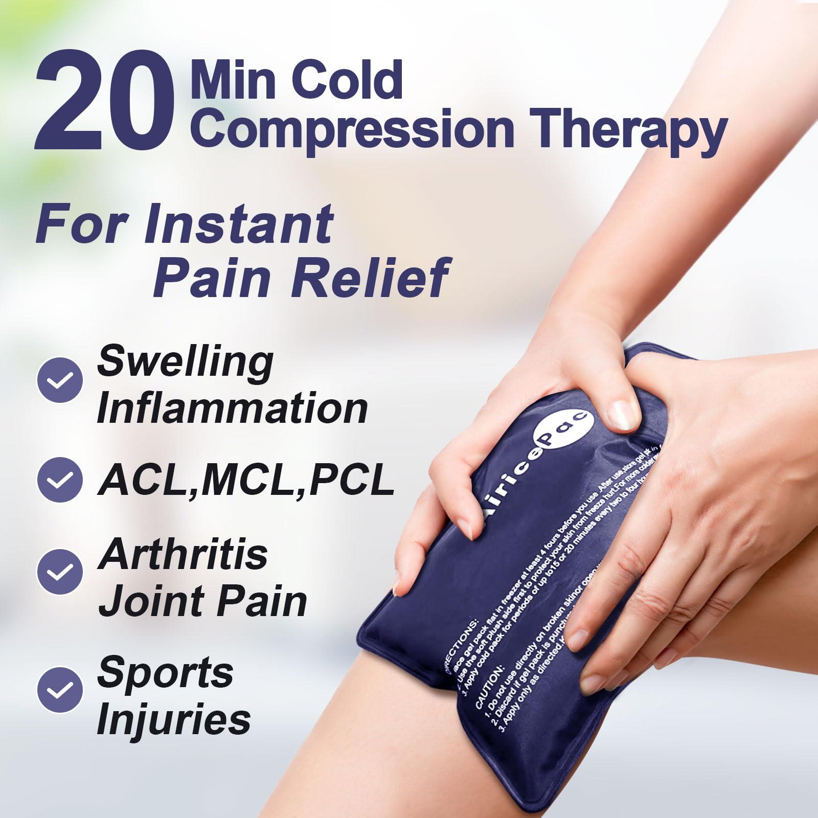 AiricePac pack glace ultra-flexible: gel à basse température pour douleur autour des muscles et articulations