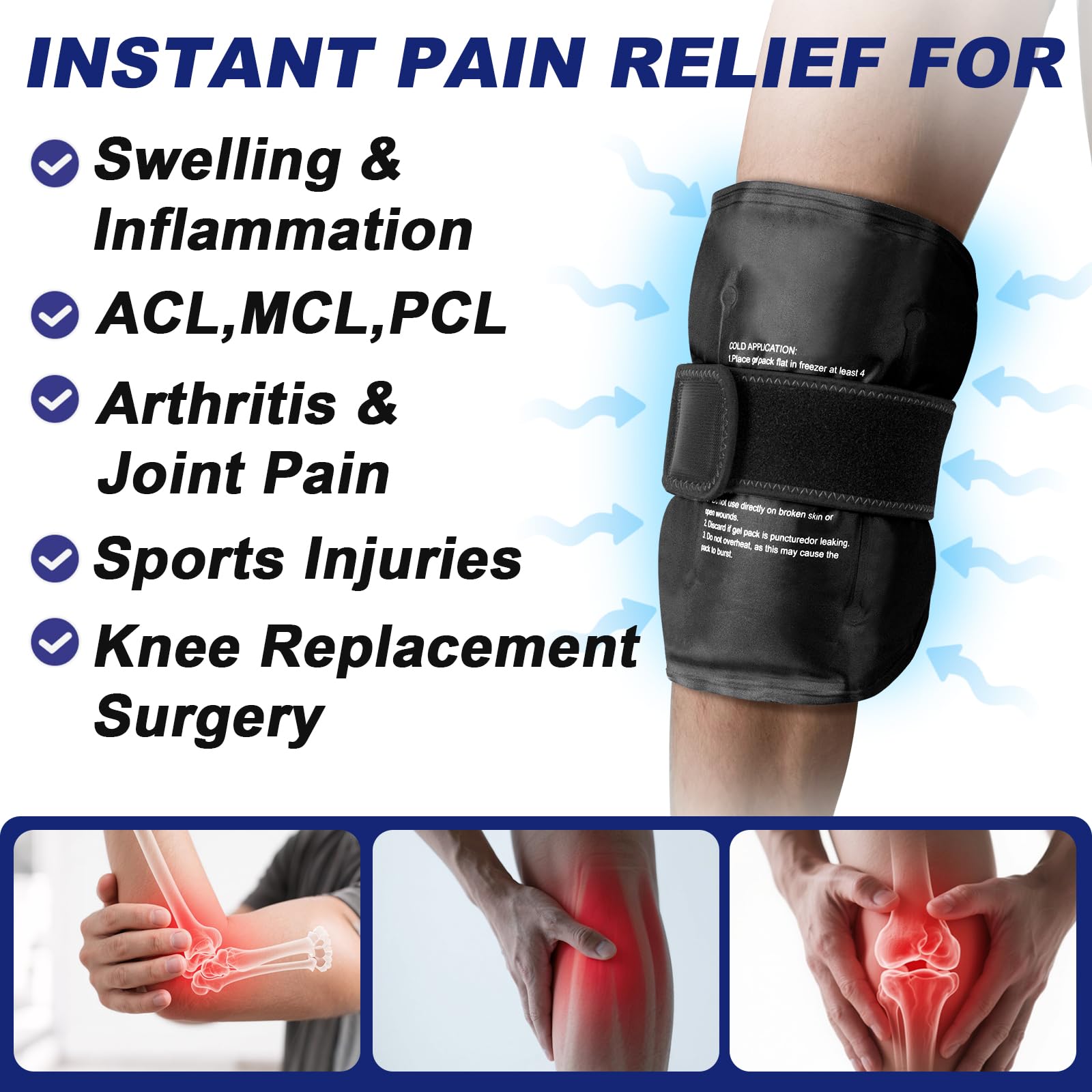 AiricePac Grand Pack Glace Genou: flexibilité et réduction du gonflement après blessure.