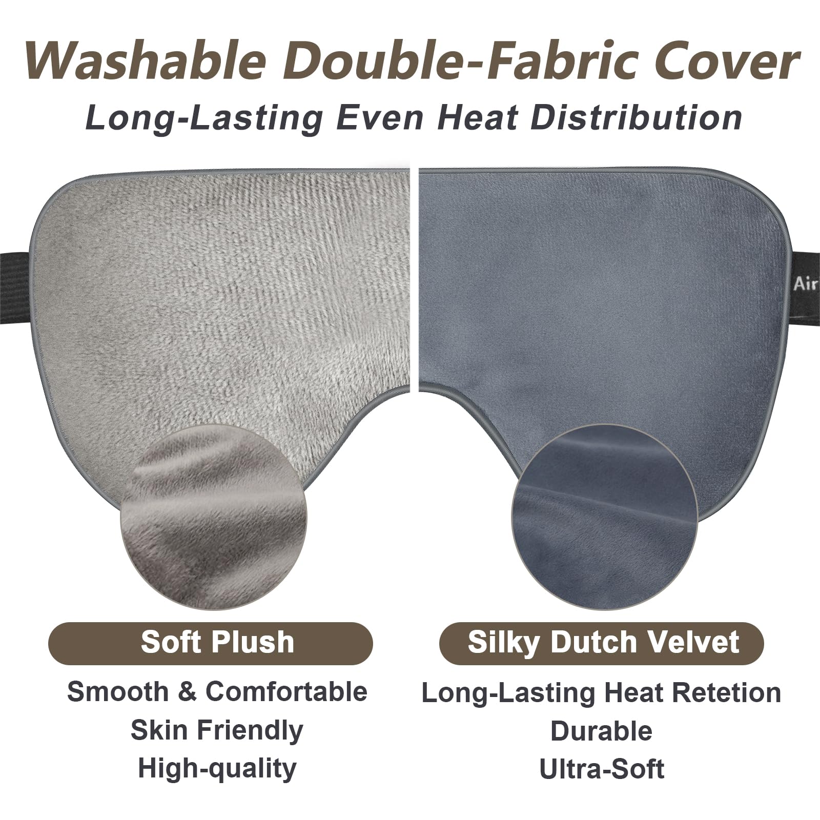 AiricePac masque yeux double-face Minky et Velours, chaleur durable.