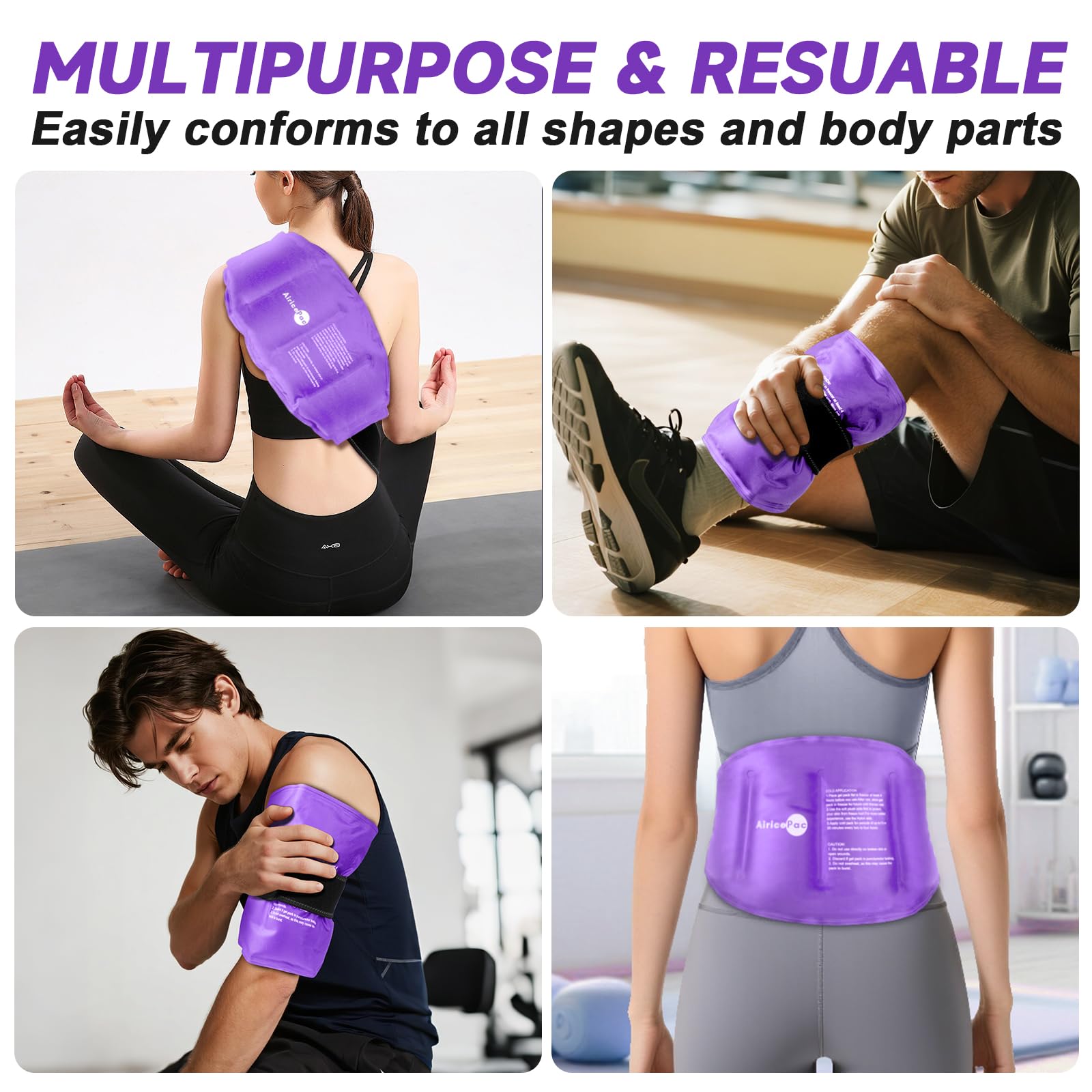 AiricePac sensation de froid rapide et relief potentiel grâce au gel réutilisable.