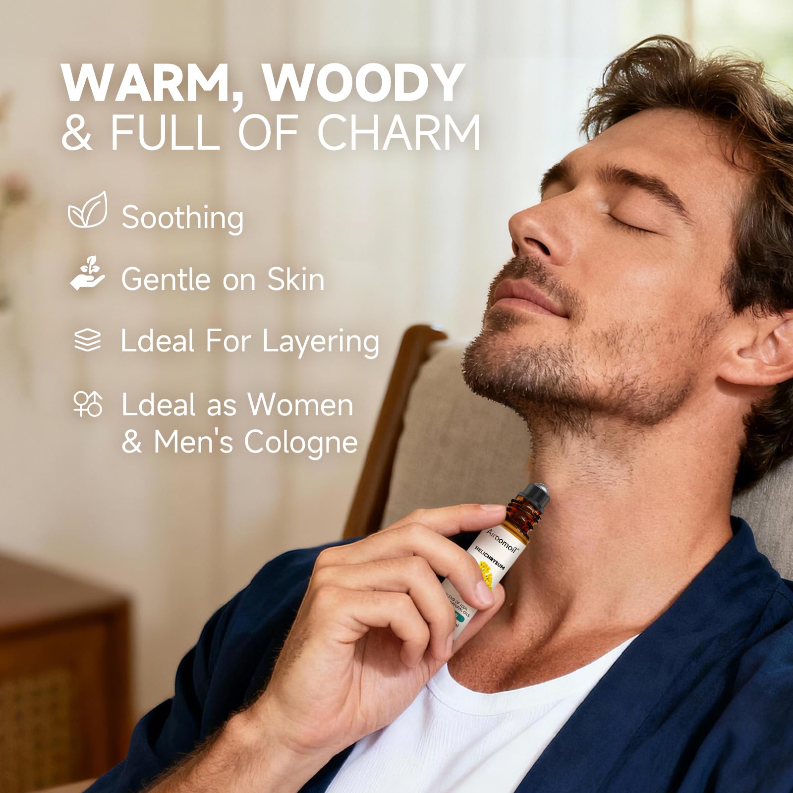 Airoomoil Roll-On Hélichrysum Lavande: application précise sans fuite