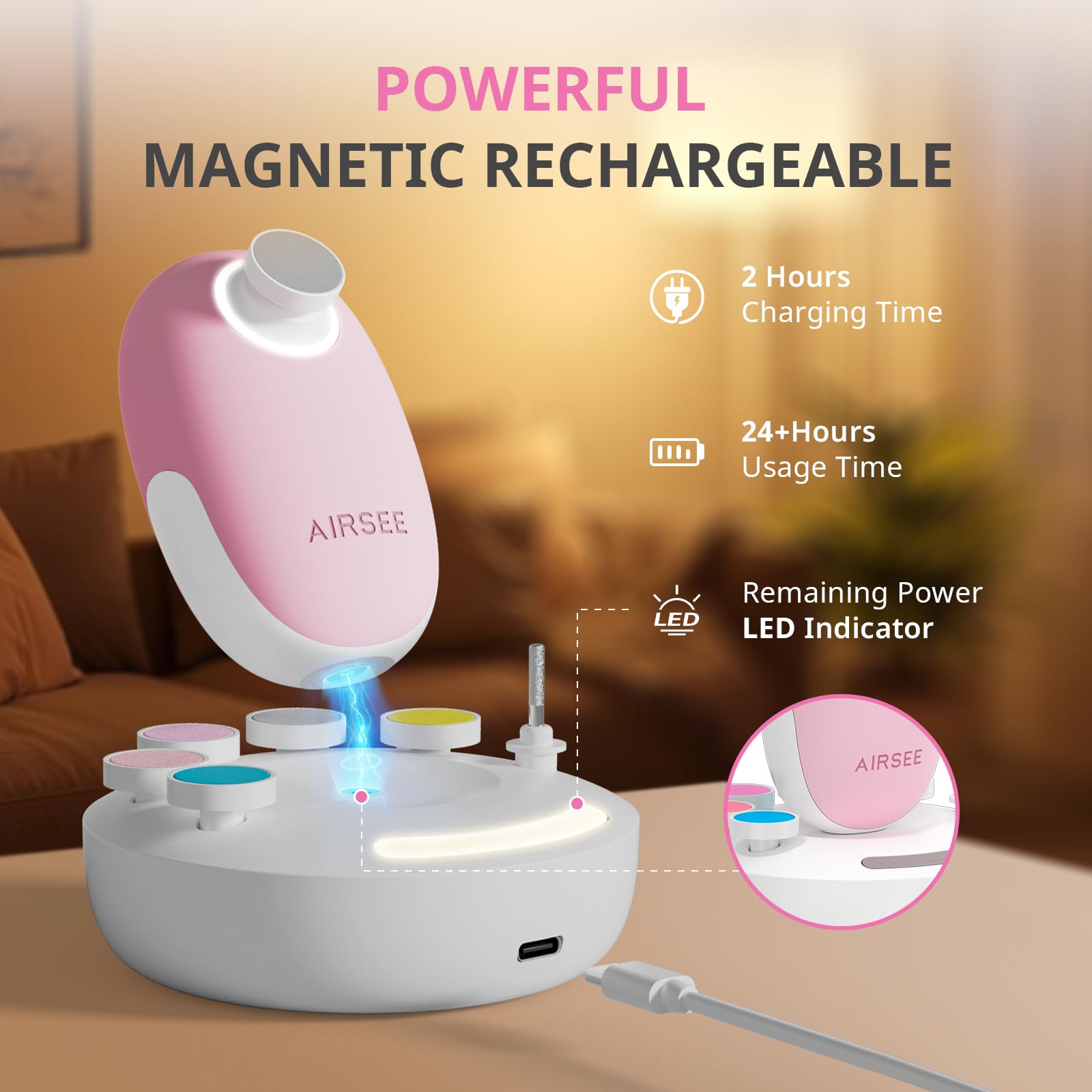 AIRSEE base magnétique rechargeable facilite recharge et rangement