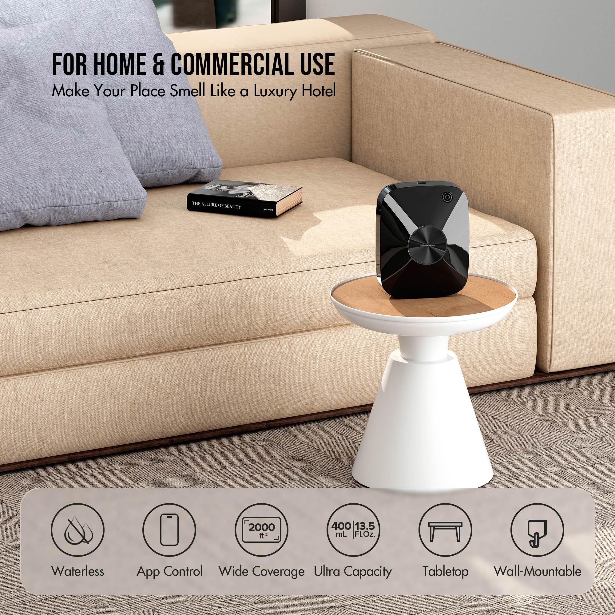 Airversa l’application Sleekpoint contrôle le Bluetooth pour programmer et ajuster l’aromatisation.