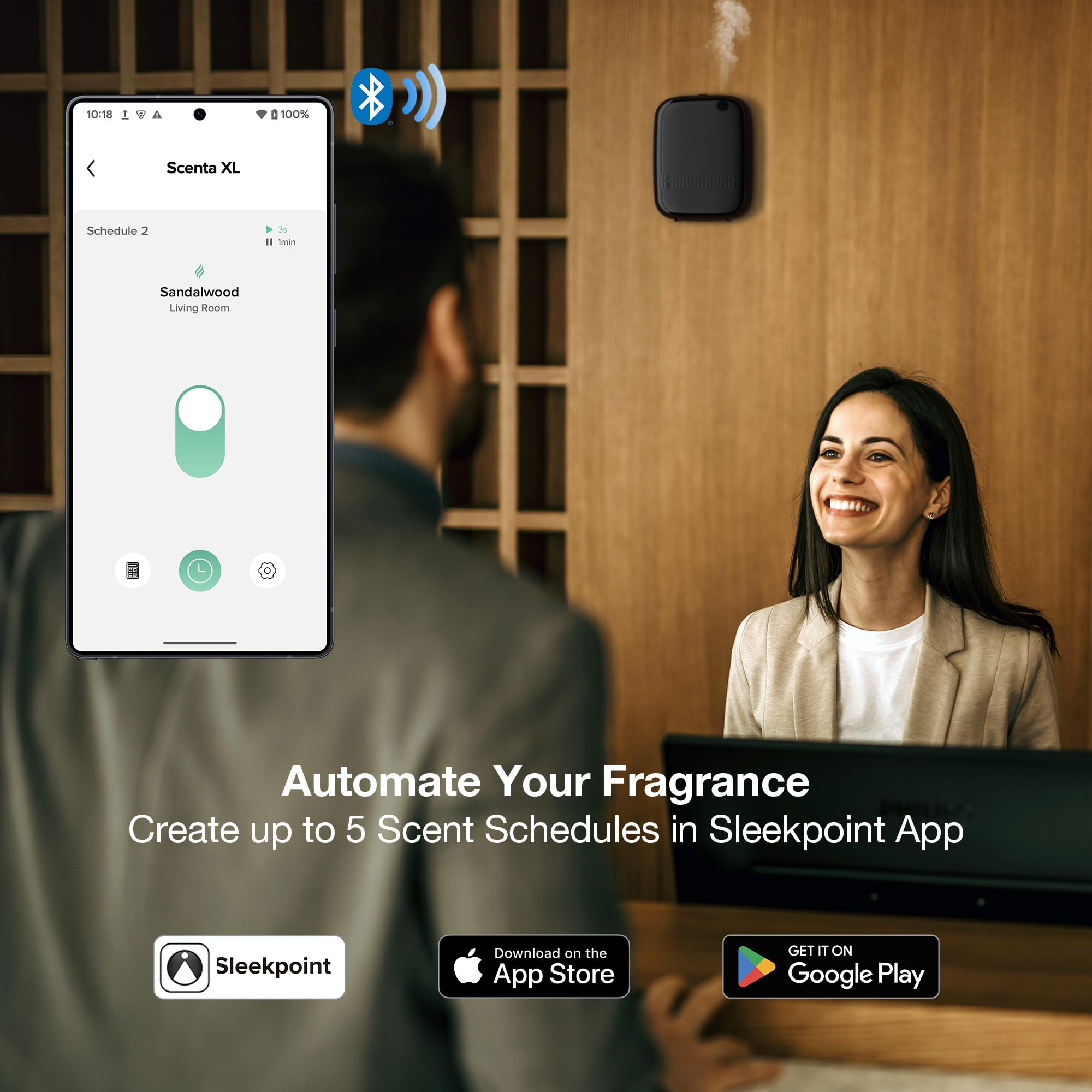 Airversa Sleekpoint, contrôle Bluetooth, scénarios de diffusion faciles.