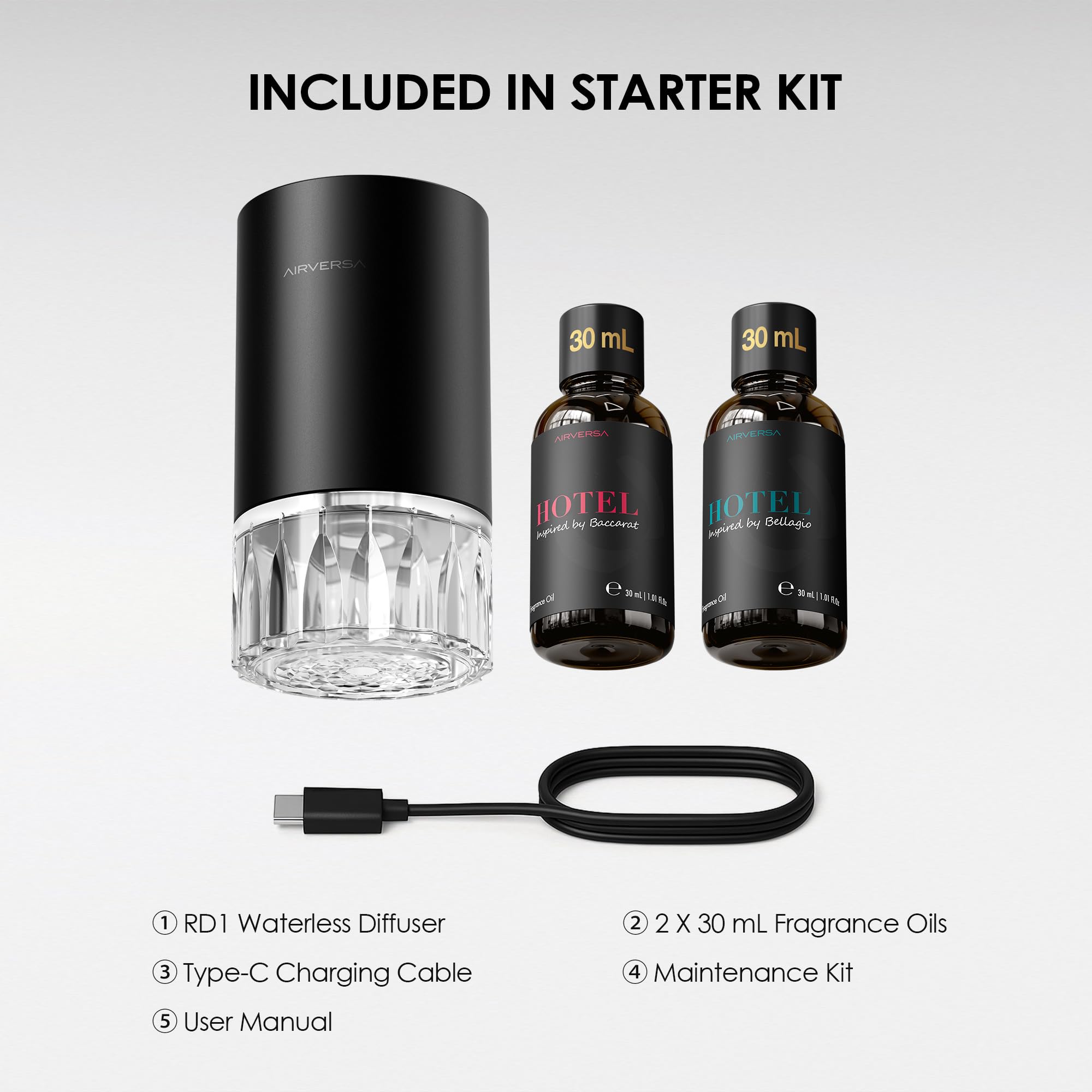 Airversa bouteille verre 100ml, grande capacité pour diffusion durable.