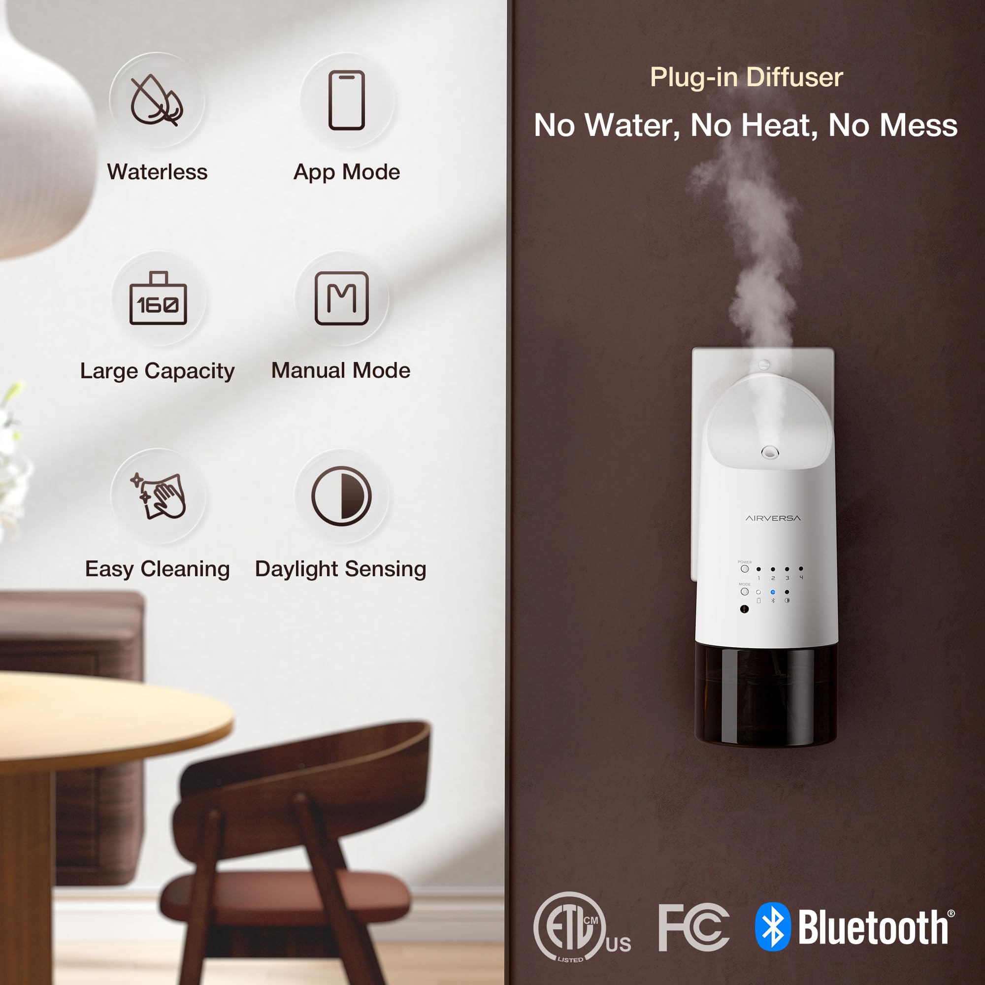 Airversa diffuseur avec app contrôle pour une expérience personnalisée.