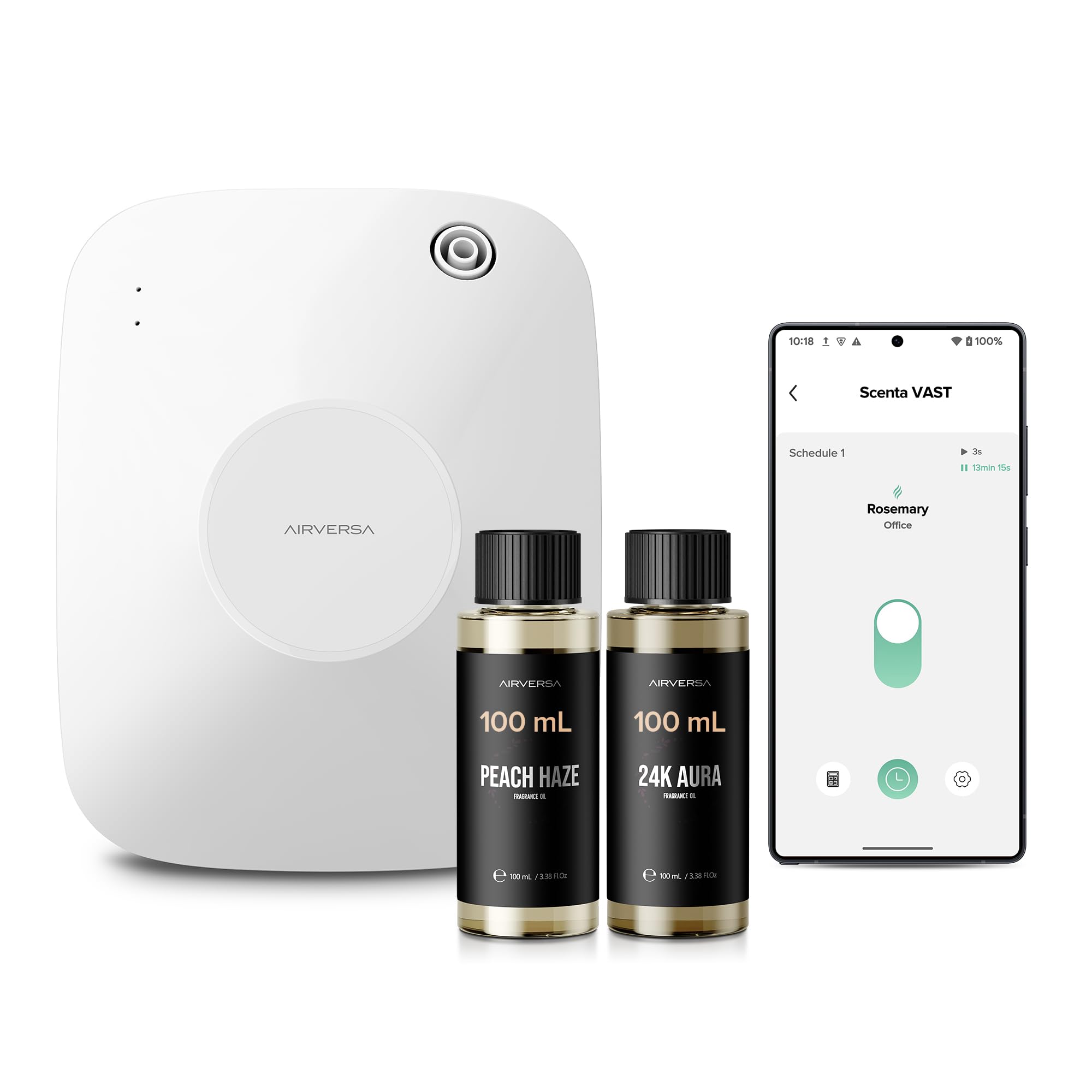 Airversa diffuseur sans eau, vue avant, diffusion homogène pour grandes pièces.