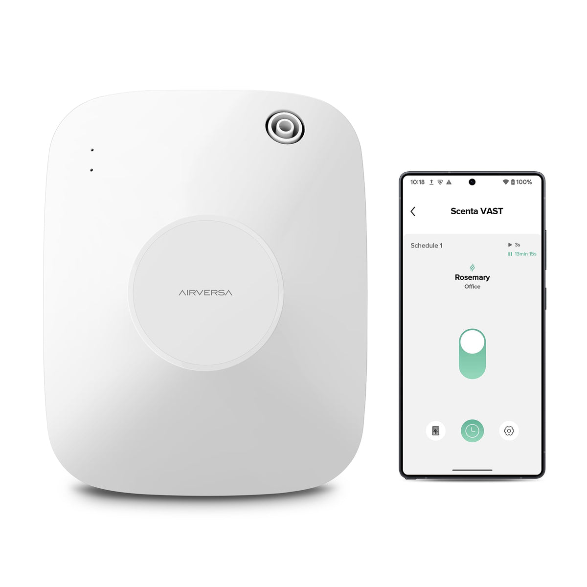 Airversa diffuseur sans eau pour grandes pièces en action, ambiance homogène.