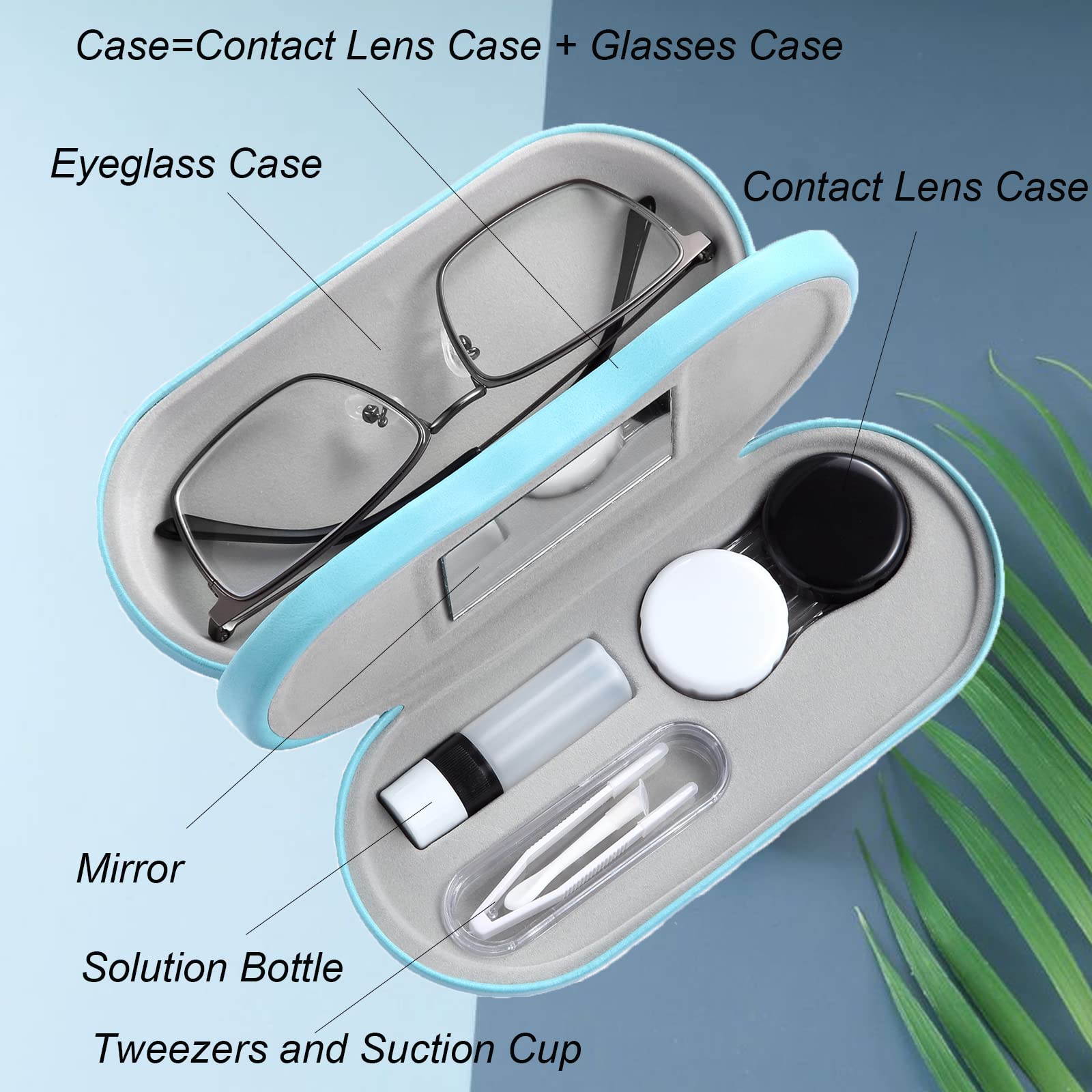 Boîte lentilles double-face AITIME avec bouteille de solution pratique en voyage.
