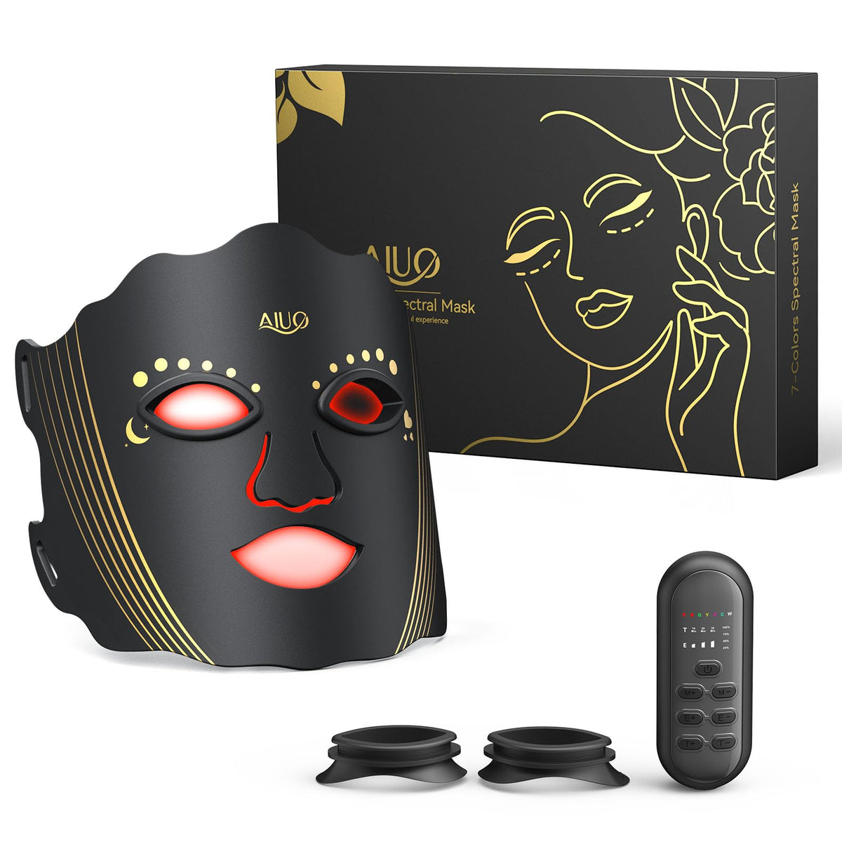 Masque AIUO LED rouge pour le visage, confort à domicile.