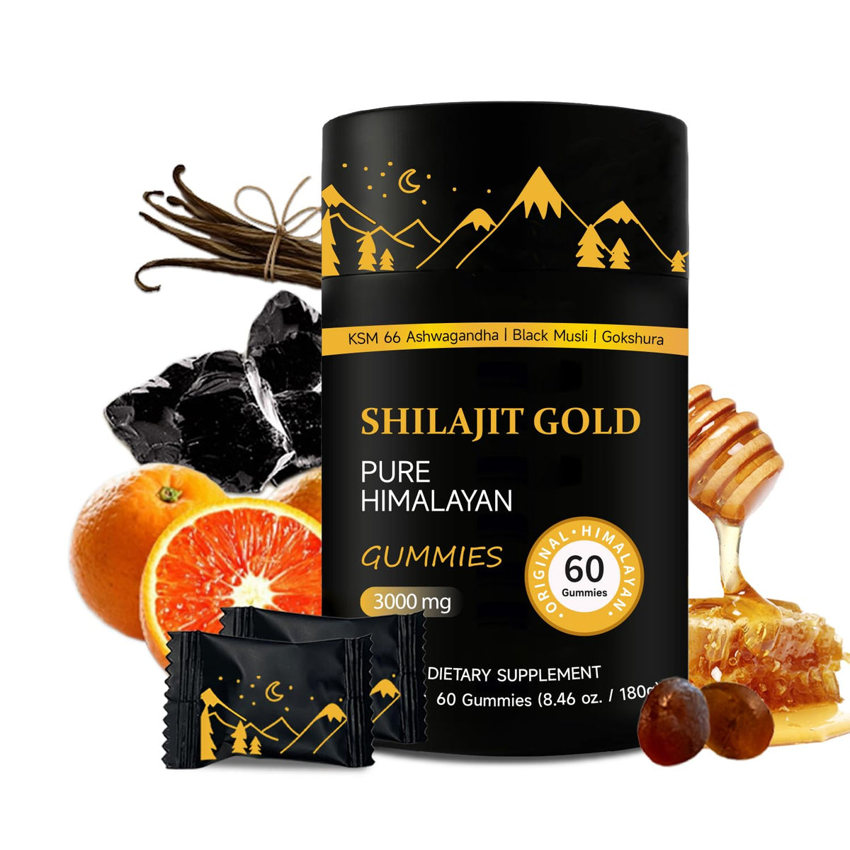 AUIXOPI Shilajit Gummies - bouteille ouverte, énergie naturelle potentielle