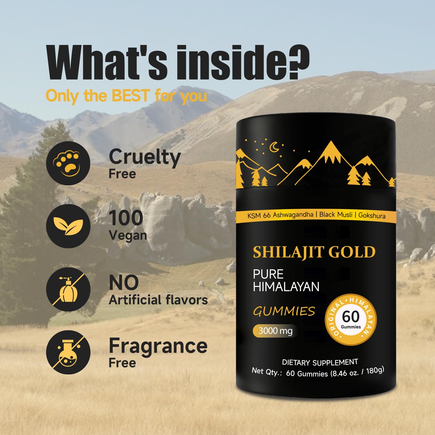 Format Voyage AUIXOPI Shilajit Gummies, pratique à emporter