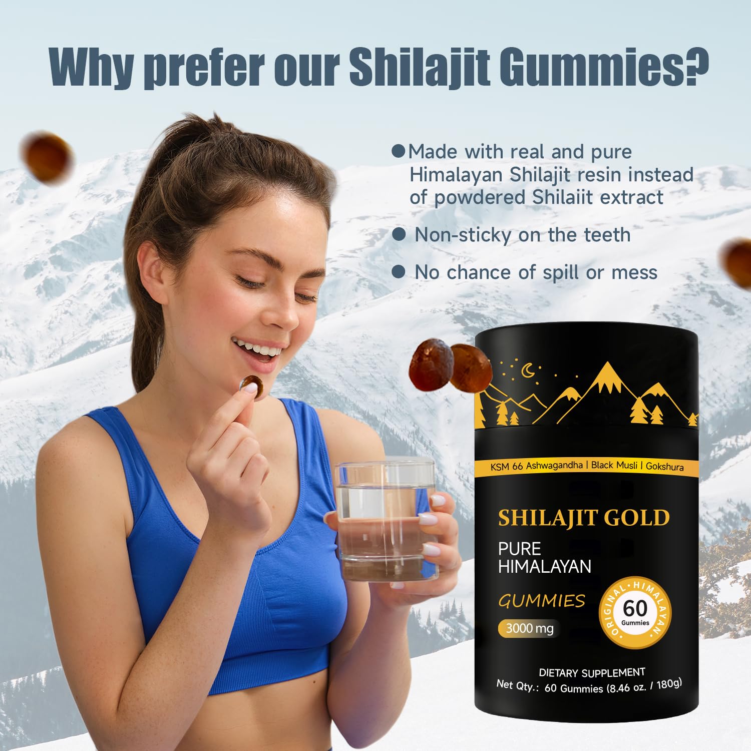 Ingrédients authentiques AUIXOPI Shilajit Gummies, pur résine naturel