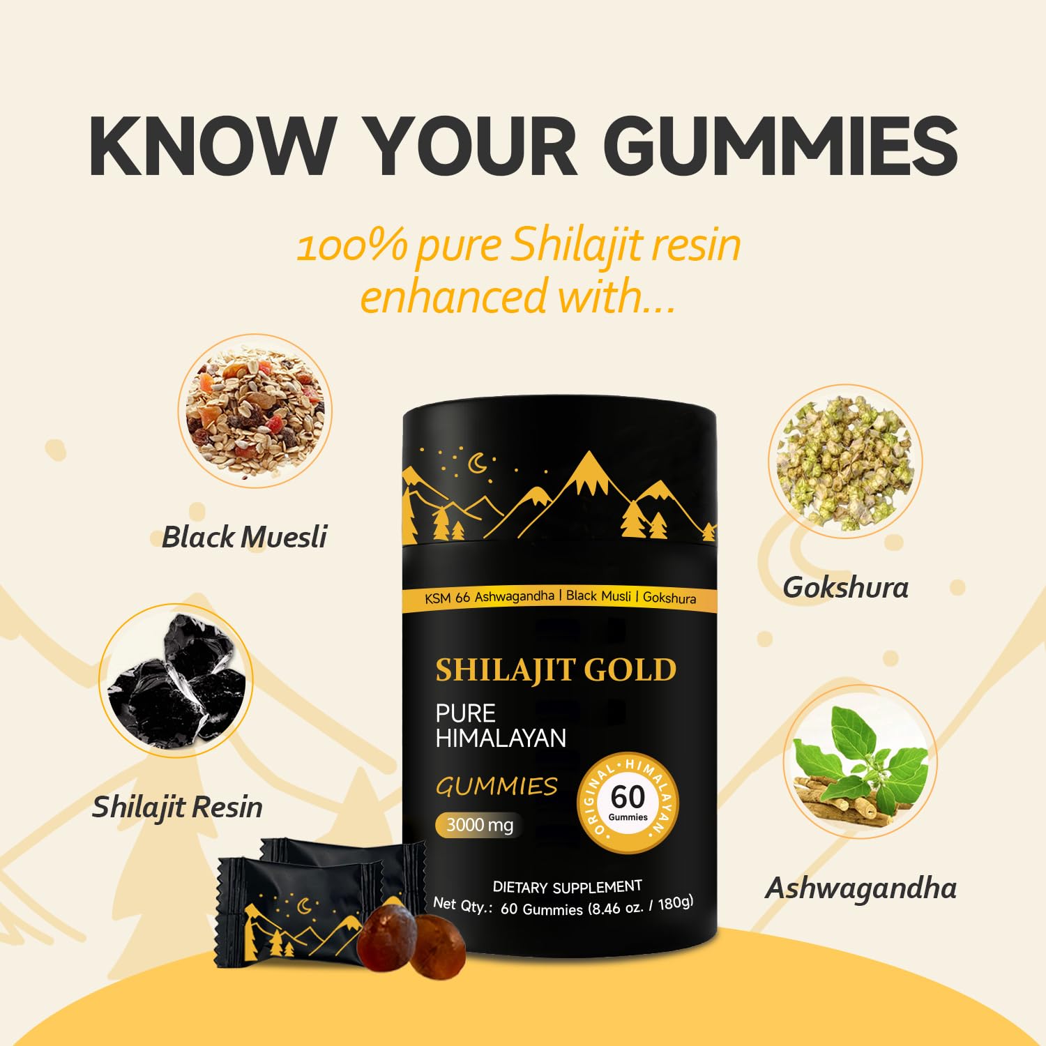 AUIXOPI Shilajit Gummies - packaging clair, routine bien-être