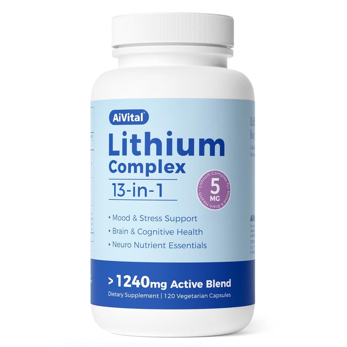 AiVital Lithium Orotate 5mg : bouteille pour équilibre quotidien possible