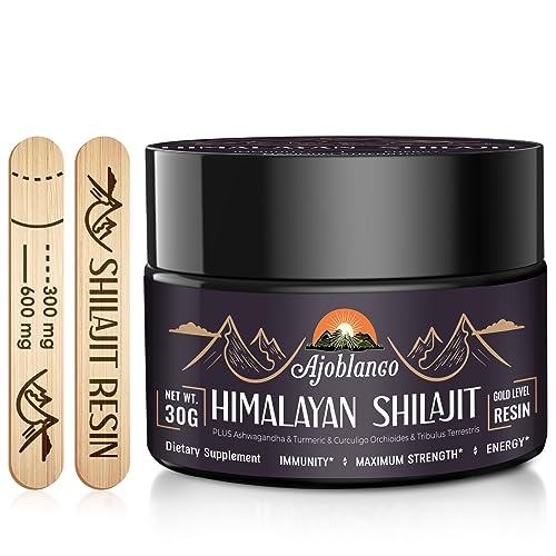 Ajoblanco Résine Shilajit 600 mg – rappel quotidien d'immunité potentielle et énergie