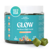 Gommes Akasha Sea Moss Glow en bouteille pour une routine bien-être.