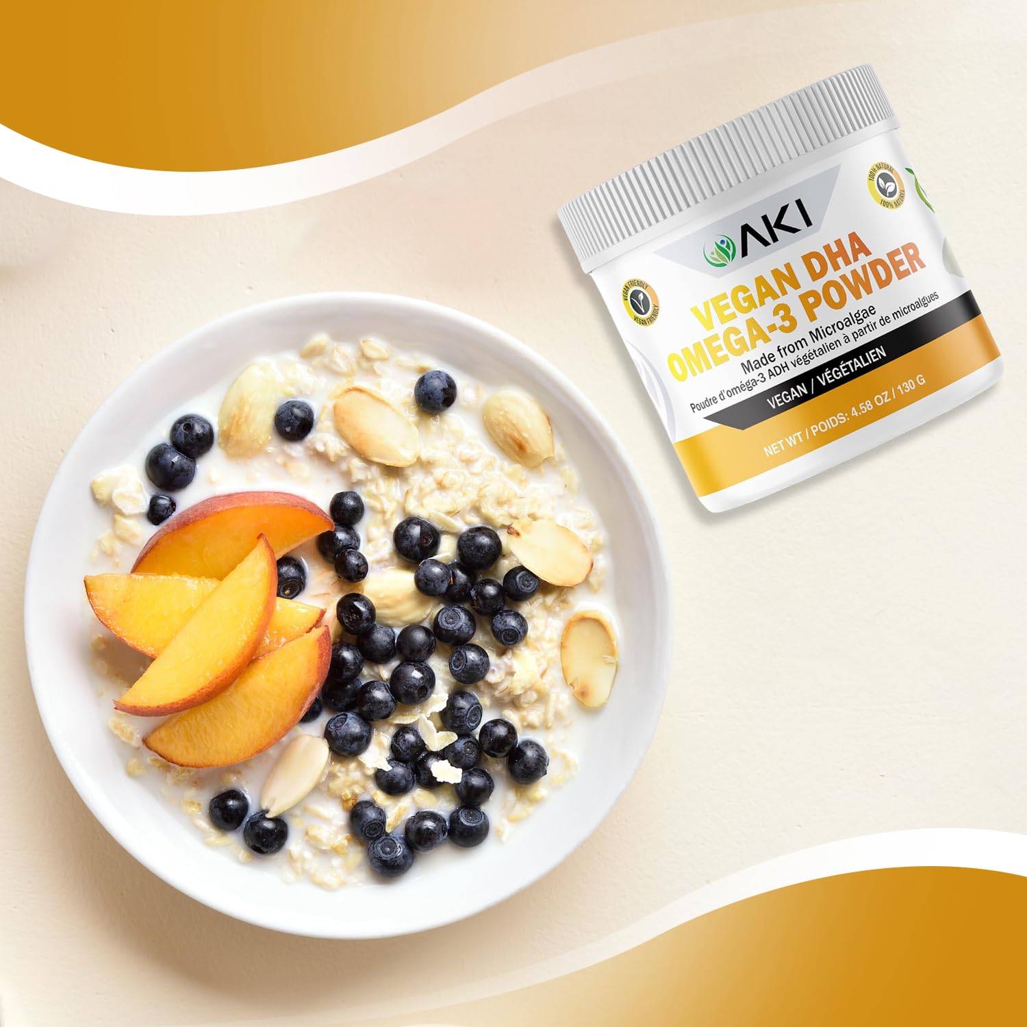 AKI ORGANIC DHA en poudre microalgues, parfaite dans les smoothies matinaux