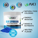 AKI ORGANIC E18 poudre spiruline bleue en bocal 57 g pour cuisine pratique.