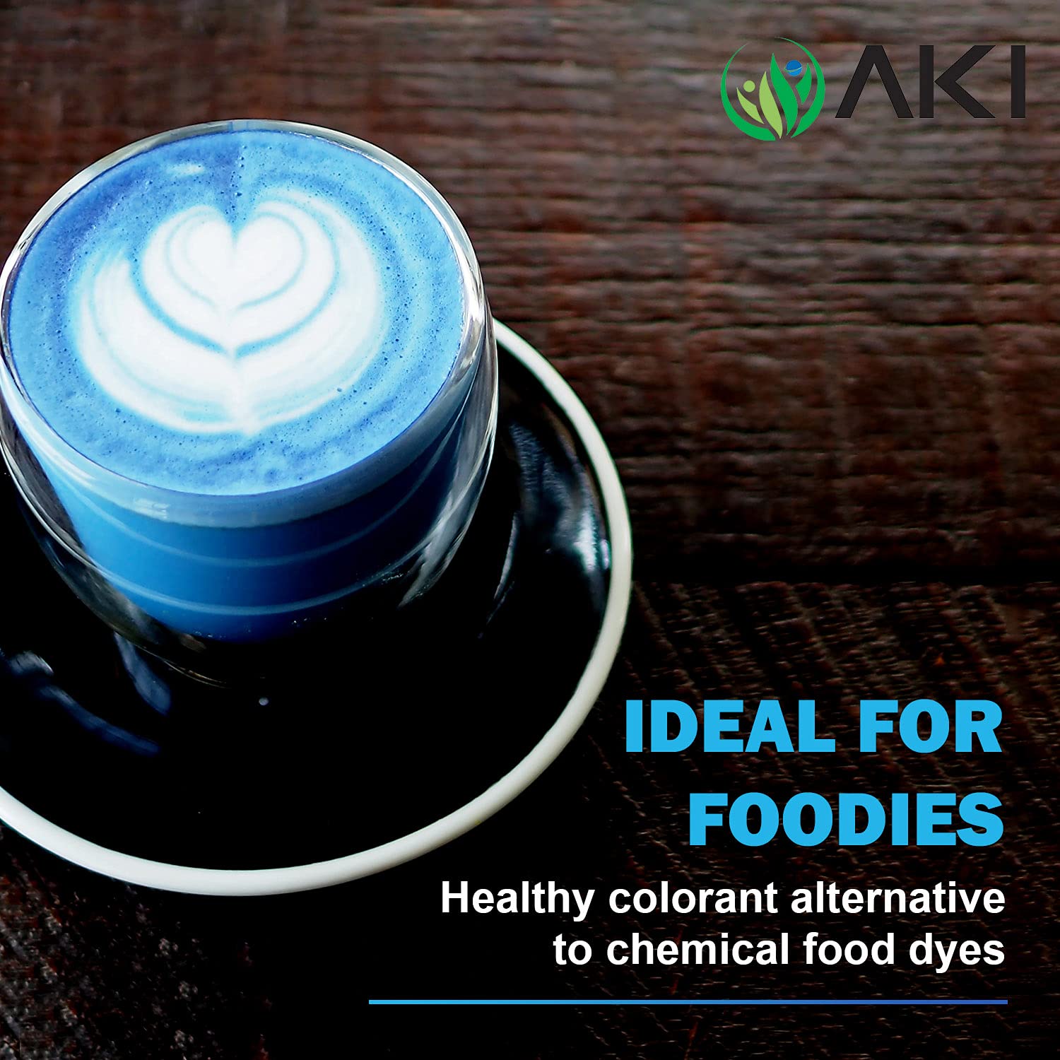 AKI ORGANIC E18 spiruline bleue dans yaourt végétal pour une couleur subtile.