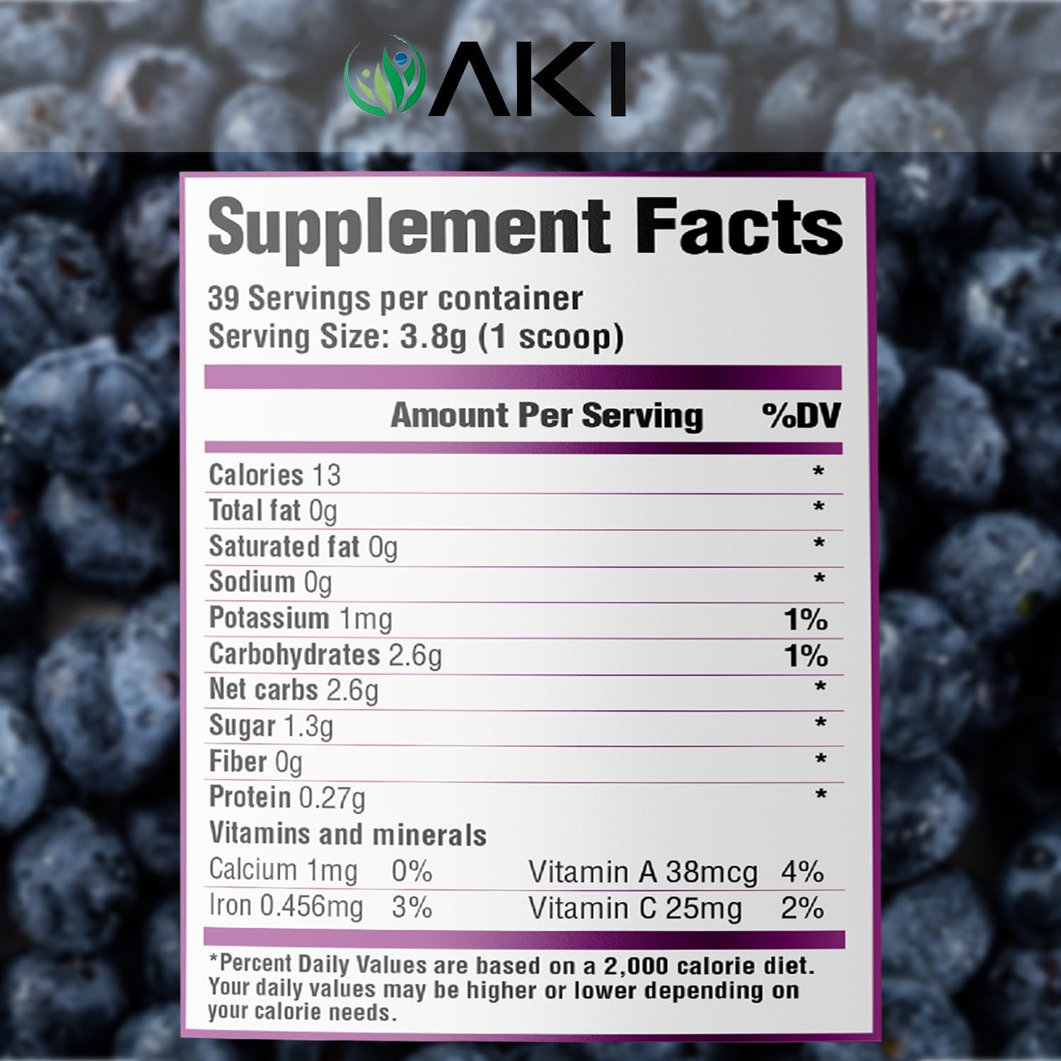 Dose Cuillere AKI ORGANIC Haskap Extract pour utilisation quotidienne facile.