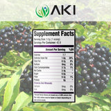 AKI Organic poudre de sureau noir saupoudrée sur yaourt nature.