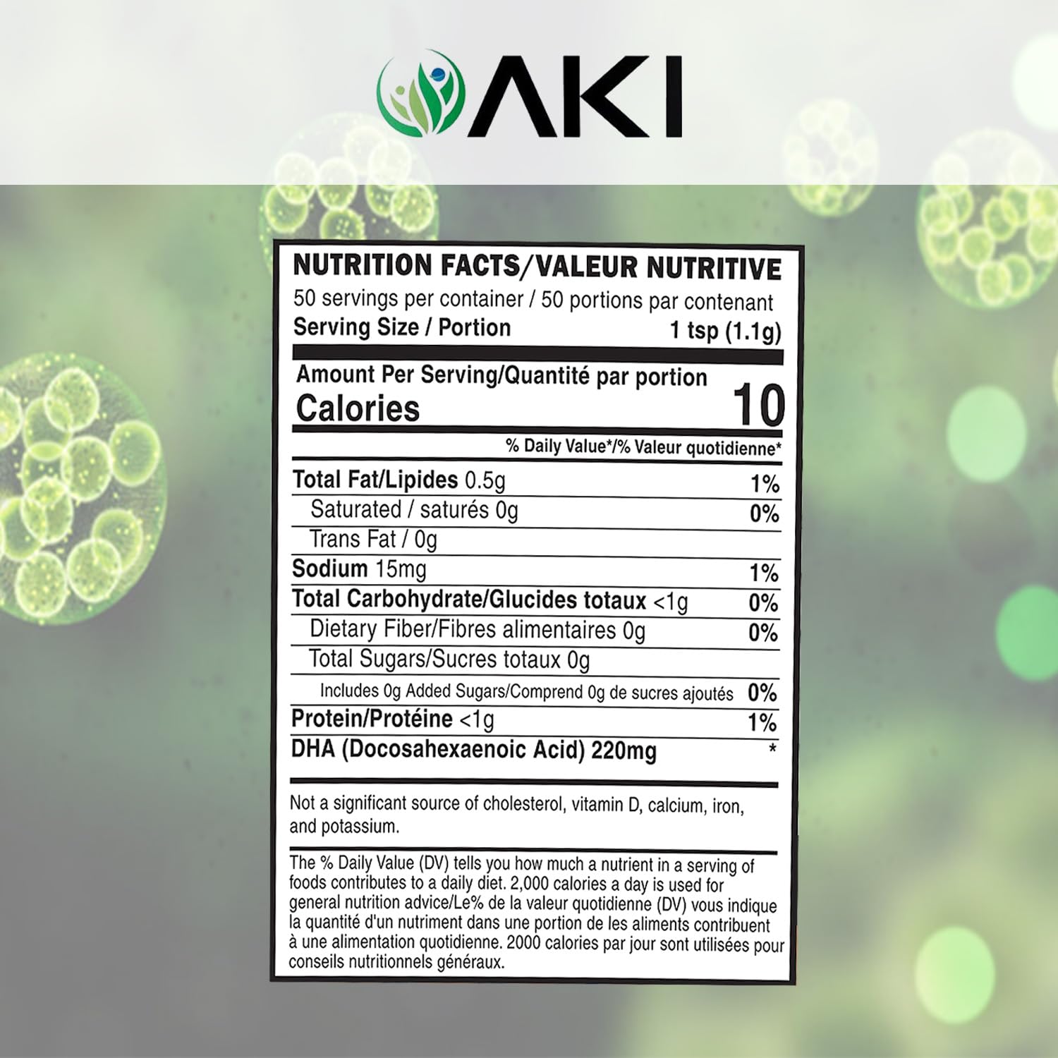 AKI ORGANIC Smoothie enrichi en DHA Microalgue pour énergie quotidienne.