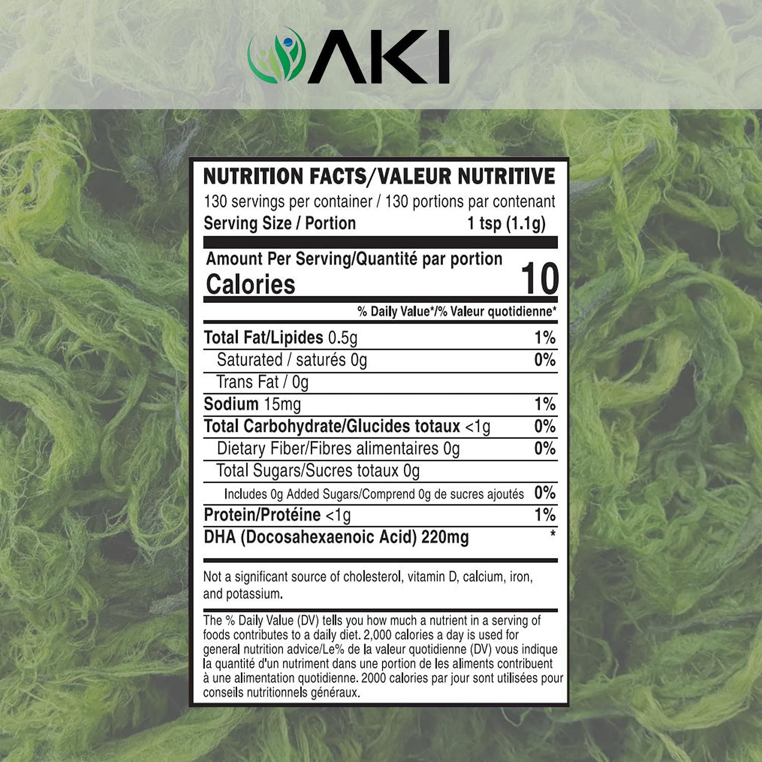 AKI ORGANIC Utilisation quotidienne de DHA, dose facilement ajoutable