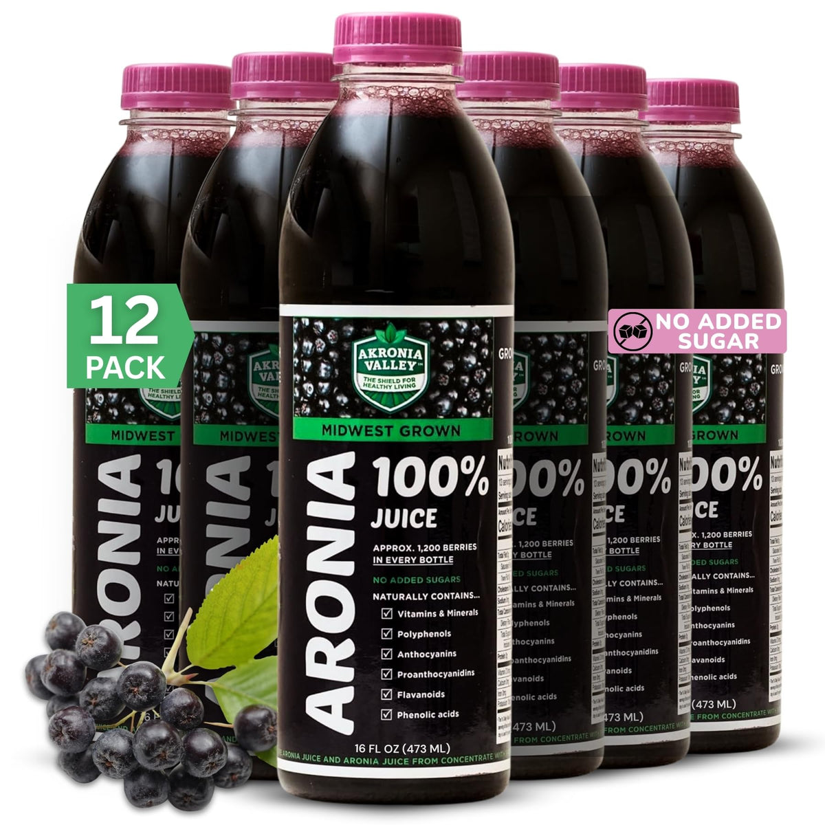 Jus Akronia Valley Aronie Pur: bouteille offrant goût naturel et antioxydants.
