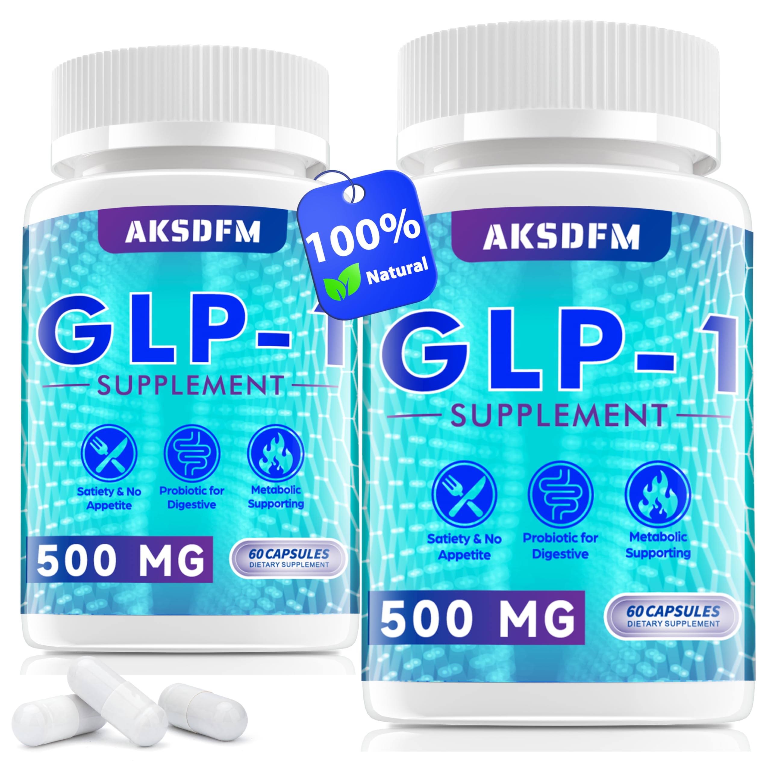 AKSDFM GLP-1 Supplément: flacon et emballage prêt à la routine.