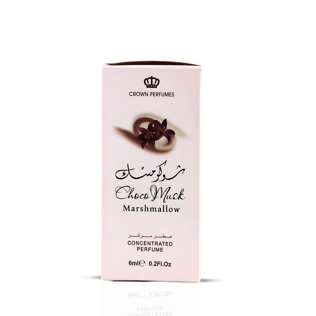 Al-Rehab Choco Musk Marshmallow — flacon base notes vanille et cacao pour une finale crémeuse.