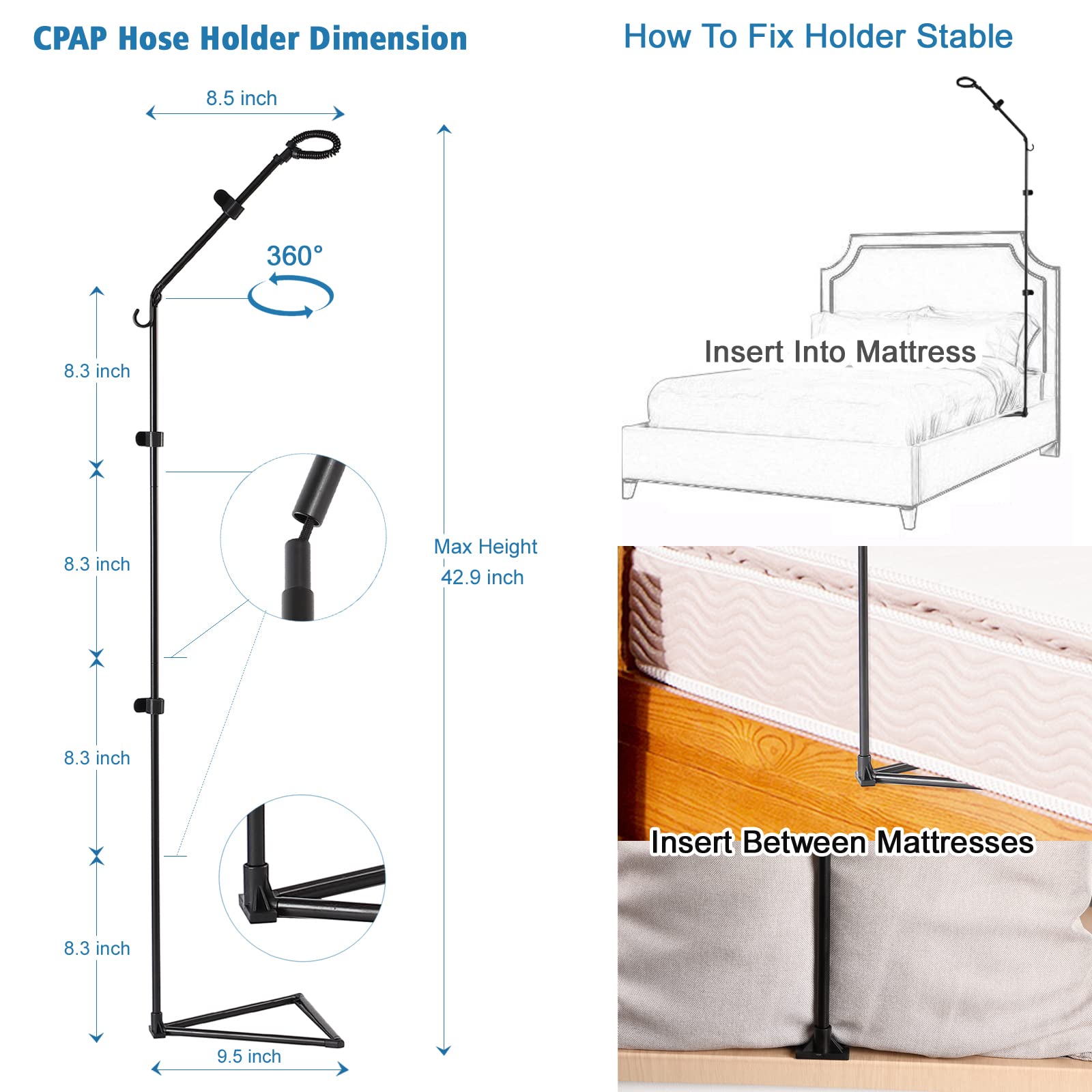 ALADUSA base entre matelas et sommier, fixation stable.