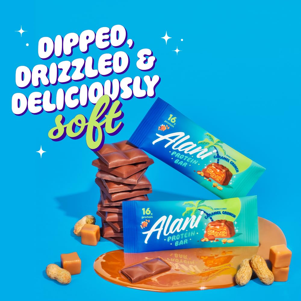 Barre pratique en sachet individuel – Alani Nu Caramel Crunch, idéale pour sac de sport