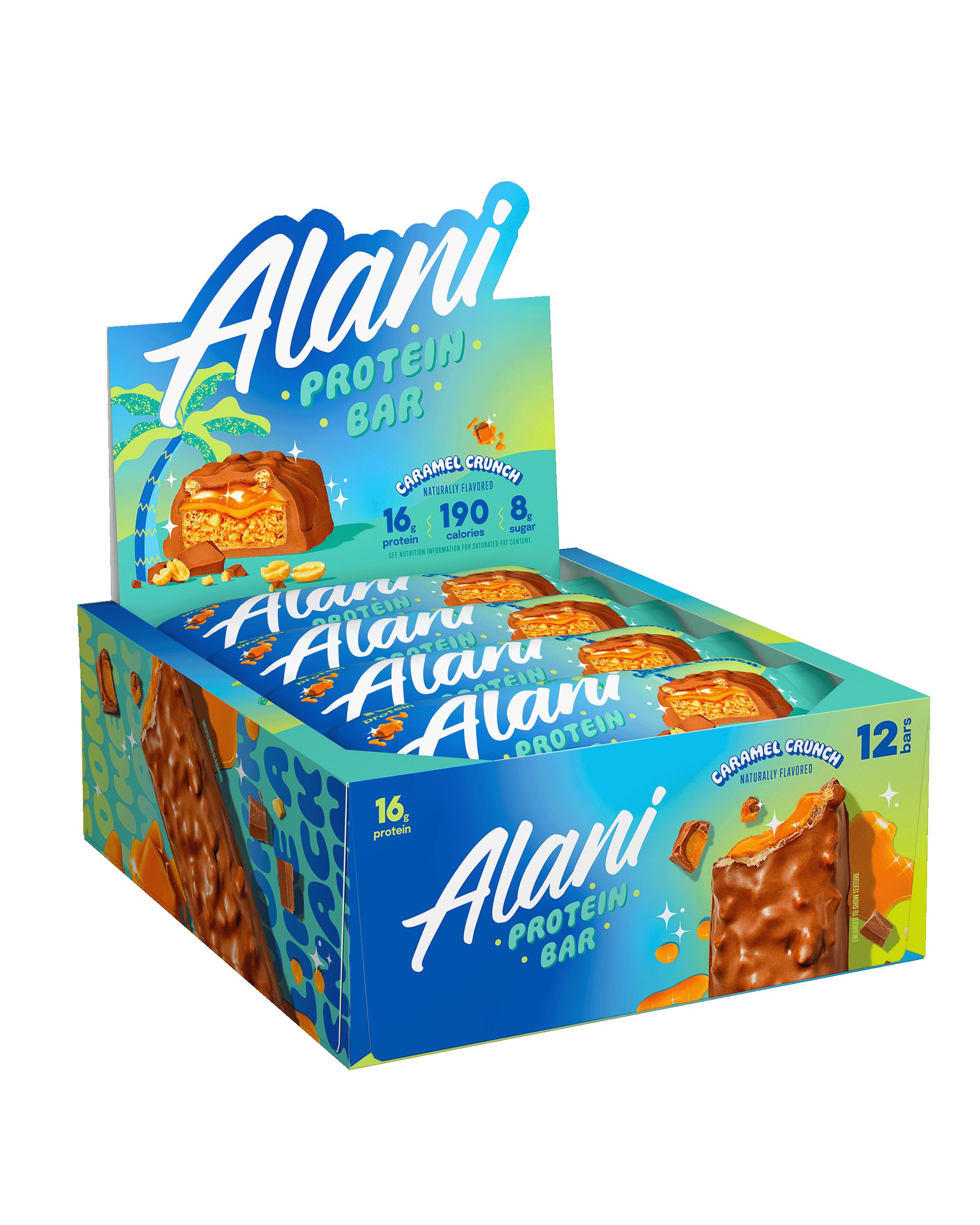 Barre protéinée Alani Nu Caramel Crunch – emballage visible et énergie rapide à emporter