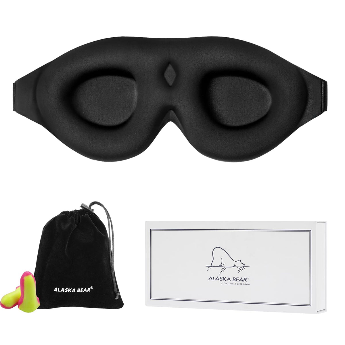 ALASKA BEAR masque sommeil 3D oculaires profonds pour repos confortable